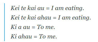 "au" vs "ahau" in te reo Māori